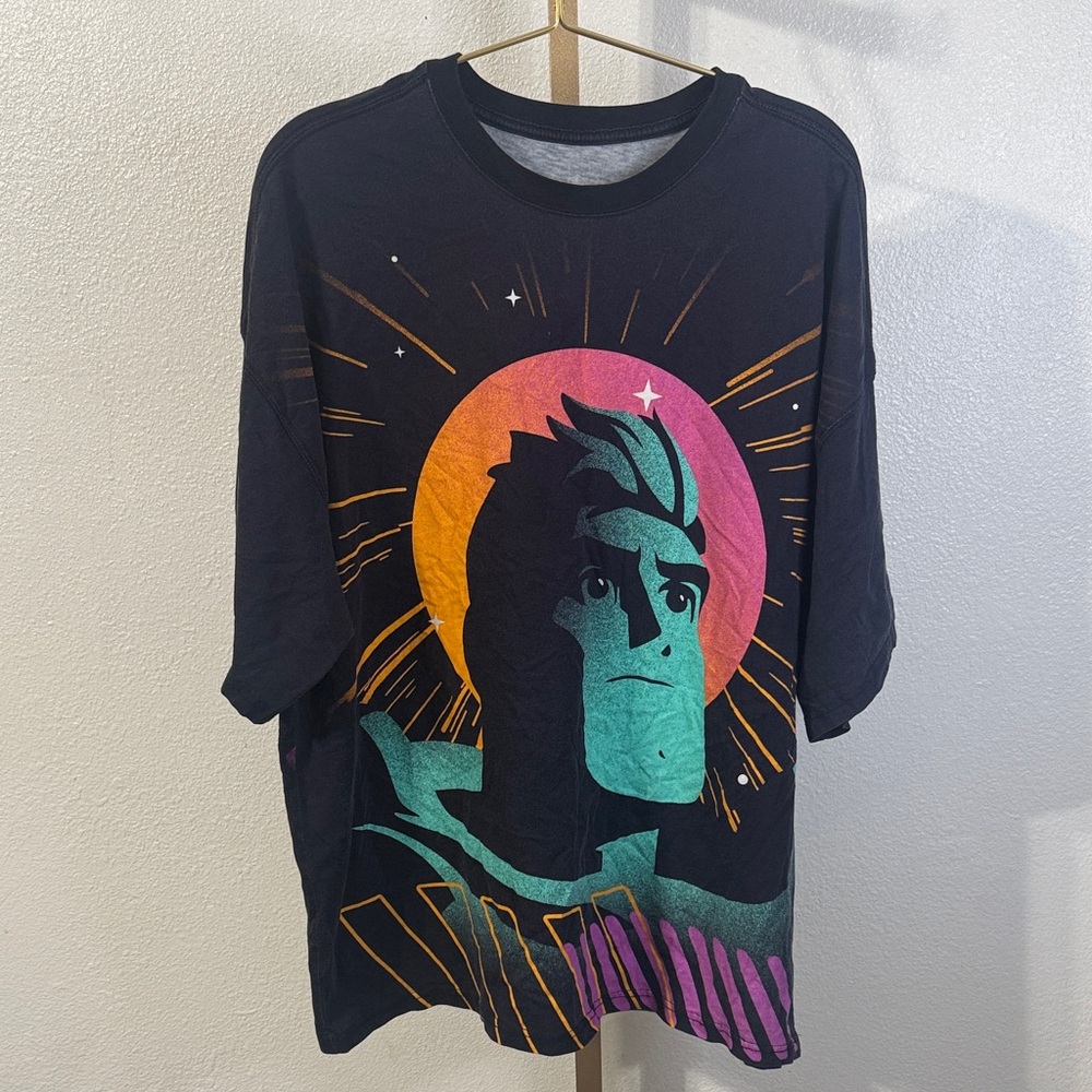 Disney- Buzz Lightyear Black Tee with neon graphics- XL